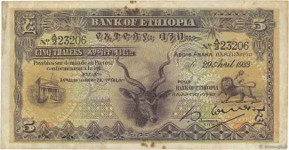 Ethiopia 5 Thalers, 1933 image