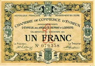 French notgeld 1 Franc, 1915 image