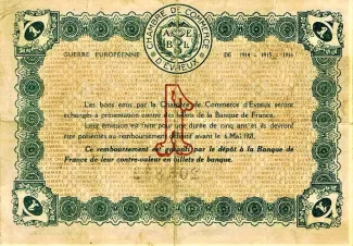 French notgeld 1 Franc, 1916 reverse