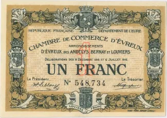French notgeld 1 Franc, 1916 image