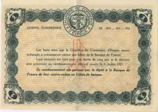 French notgeld 1 Franc, 1916 reverse