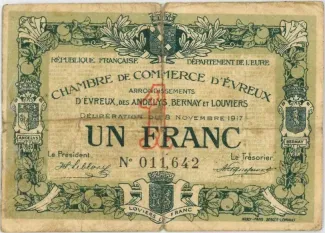 French notgeld 1 Franc, 1917 image
