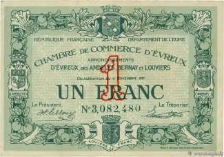French notgeld 1 Franc, 1921 image