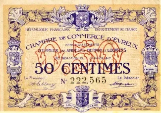 French notgeld 50 Centimes, 1917 image