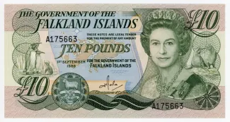 Falkland Islands 10 Pounds - Elizabeth II, 1986 obverse