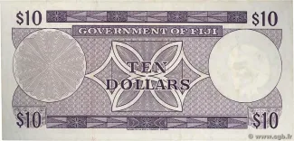 Fiji 10 Dollars - Elizabeth II, 1969-1971 reverse