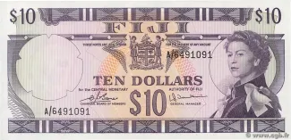 Fiji 10 Dollars - Elizabeth II, 1974 obverse