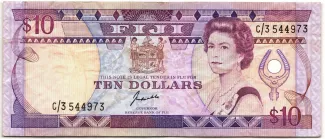 Fiji 10 Dollars - Elizabeth II, 1989 obverse