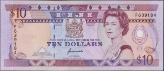 Fiji 10 Dollars - Elizabeth II, 1992 obverse