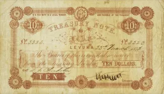 Fiji 10 Dollars, 1872-1873 obverse