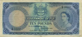 Fiji 10 Pounds - Elizabeth II, 1954-1965 obverse