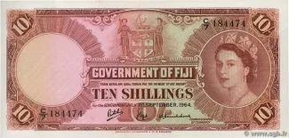 Fiji 10 Shillings - Elizabeth II, 1957-1965 obverse