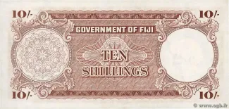 Fiji 10 Shillings - Elizabeth II, 1957-1965 reverse