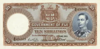 Fiji 10 Shillings - George VI, 1937-1951 obverse