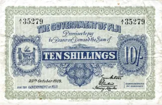 Fiji 10 Shillings, 1918-1933 obverse