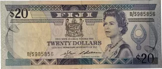 Fiji 20 Dollars - Elizabeth II, 1980-1986 obverse
