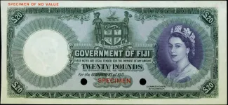 Fiji 20 Pounds - Elizabeth II, 1953 obverse