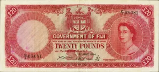 Fiji 20 Pounds - Elizabeth II, 1954-1958 obverse