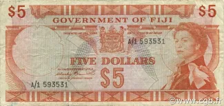 Fiji 5 Dollars - Elizabeth II, 1970-1971 obverse