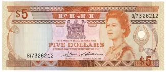 Fiji 5 Dollars - Elizabeth II, 1980-1986 obverse