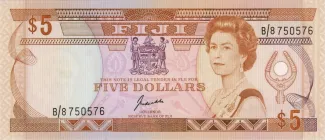 Fiji 5 Dollars - Elizabeth II, 1989 obverse