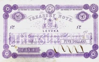 Fiji 5 Dollars, 1872-1873 obverse