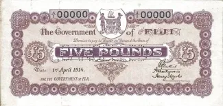 Fiji 5 Pounds, 1914-1928 obverse