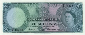 Fiji 5 Shillings - Elizabeth II, 1957-1965 obverse