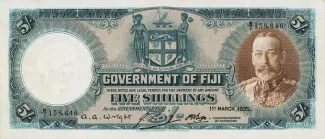 Fiji 5 Shillings - George V, 1934-1935 obverse
