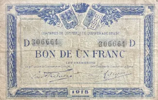French notgeld 1 Franc, 1922 image