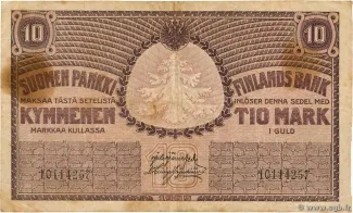 Finland 10 Markkaa 1917, 1909 image