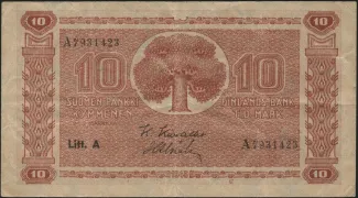 Finland 10 Markkaa,, 1945 image