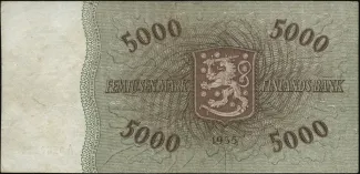 Finland 5.000 Markkaa, 1955 reverse