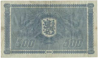 Finland 500 Markkaa,, 1945 reverse