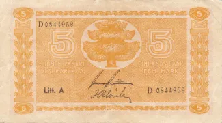 Finland 5 Markkaa,, 1945 image