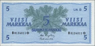 Finland 5 Markkaa, 1963 image