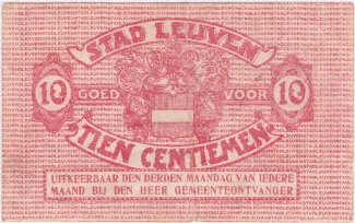 Flemish Brabant (Leuven) 10 Centimes, 1918 reverse