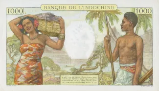 New Caledonia 1.000 Francs, 1940-1963 reverse