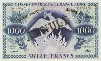 French Guiana 1.000 Francs, 1941 image