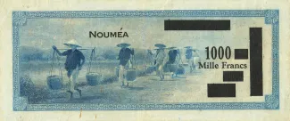 New Caledonia 1.000 Francs, 1943 reverse