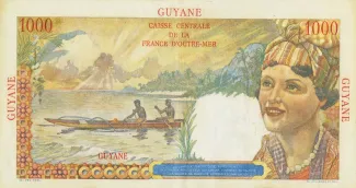 French Guiana 1.000 Francs, 1947-1949 reverse