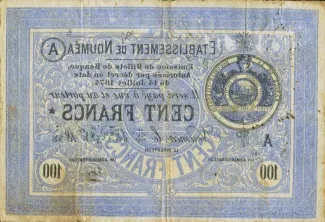 New Caledonia 100 Francs, 1875 reverse