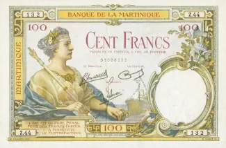 Martinique 100 Francs, 1932 image