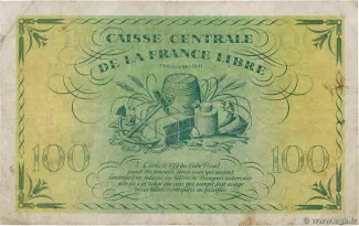 French Guiana 100 Francs, 1941 reverse