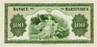 Martinique 100 Francs, 1942 reverse