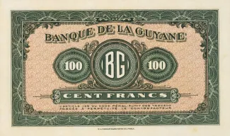 French Guiana 100 Francs, 1942-1945 reverse