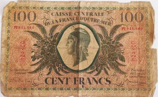French Guiana 100 Francs, 1944 image