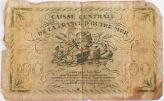 French Guiana 100 Francs, 1944 reverse