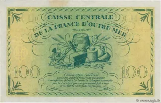 Guadeloupe 100 Francs, 1944 reverse