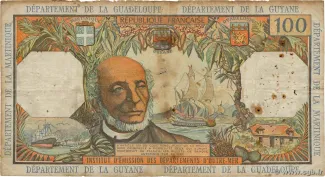 French West Indies 100 Francs, 1966 reverse